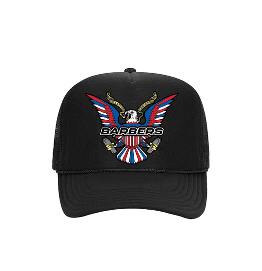 Anti Broke Barbers Club Diplomatic Barbers Black Trucker Hat
