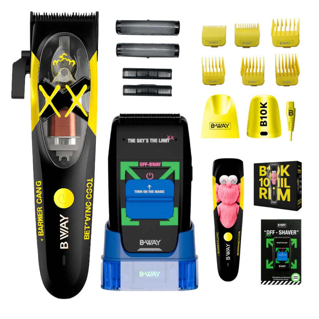 B-Way B10K 3-in-1 Professional Clipper Trimmer and Off-Shaver Kit with Free Cape