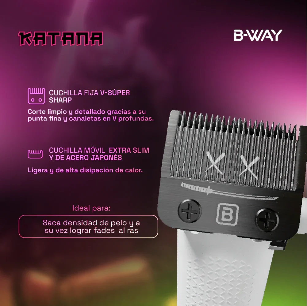 B-WAY Katana professional clipper alternate view from the Katana and OFF White Shaver barber set