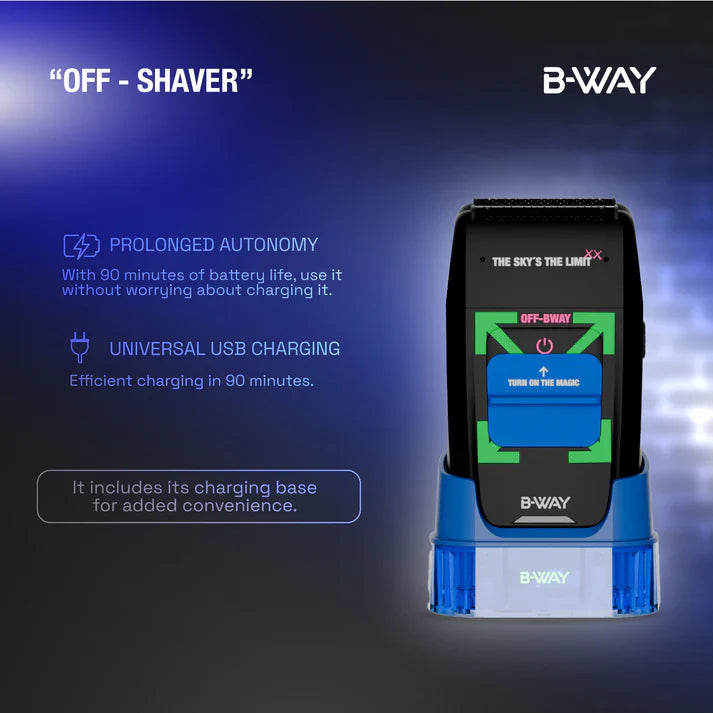 B-Way professional black shaver OFF-SHAVER 9000 rpm