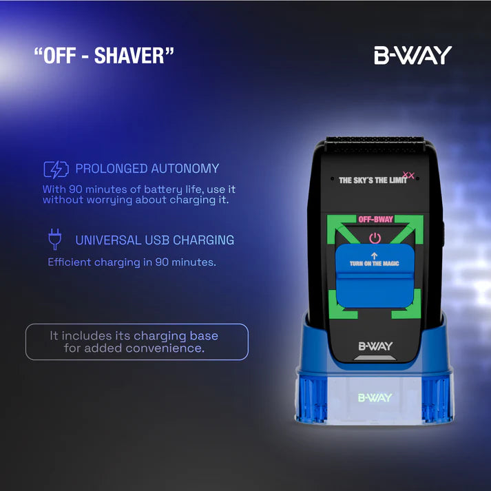 B-Way professional black shaver OFF-SHAVER 9000 rpm