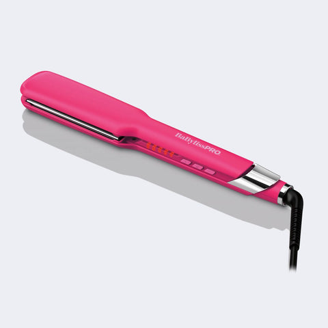 BaBylissPRO Ultra Sleek BNT131THP Hot Pink 1.5 inch straightening iron angled product view