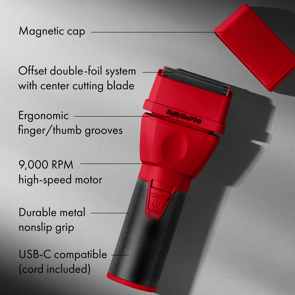 BaBylissPRO CoreFX Double Foil Shaver Red #FX75FS2RD – Waterproof