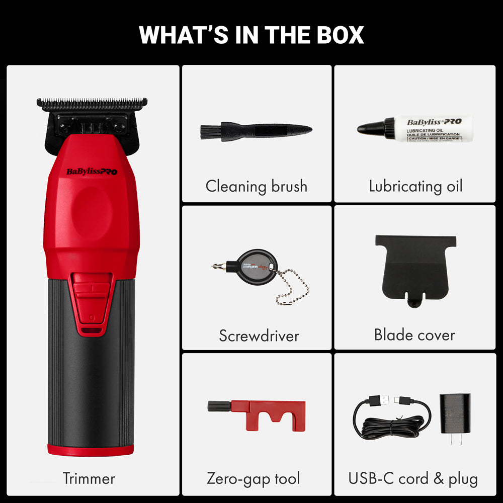 BaBylissPRO CoreFX Trimmer Red #FX76RD – Graphite Deep-Tooth Blade