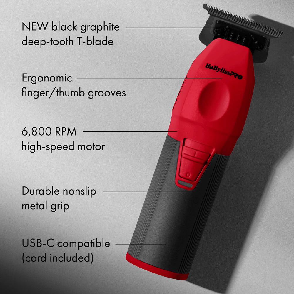 BaBylissPRO CoreFX Trimmer Red #FX76RD – Graphite Deep-Tooth Blade