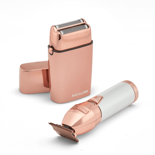BaBylissPRO FXDUOFS2TRG Rose Gold Trimmer and Double Foil Shaver Value Pack