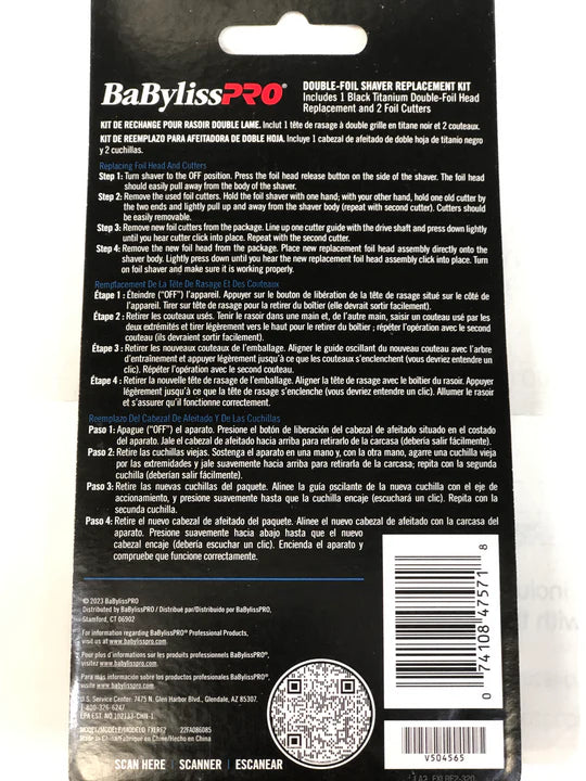 BaBylissPRO FXLRF2 UV Double Shaver Black Titanium Replacement Foil