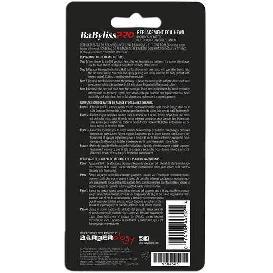 BaBylissPRO FXRF2B Black Replacement Foil and Cutter for FOILFX02 Shaver