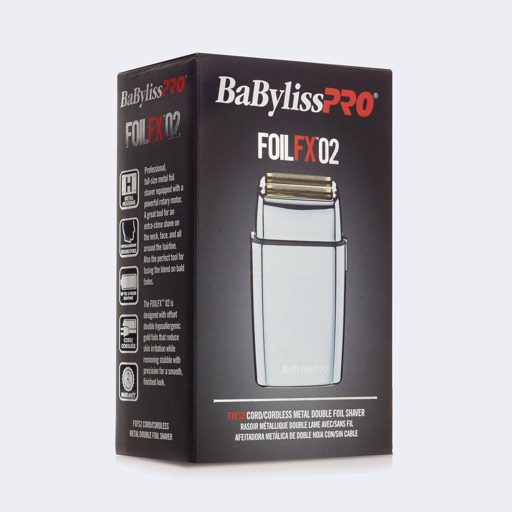BaBylissPRO FoilFX02 FXFS2 silver cordless double foil shaver