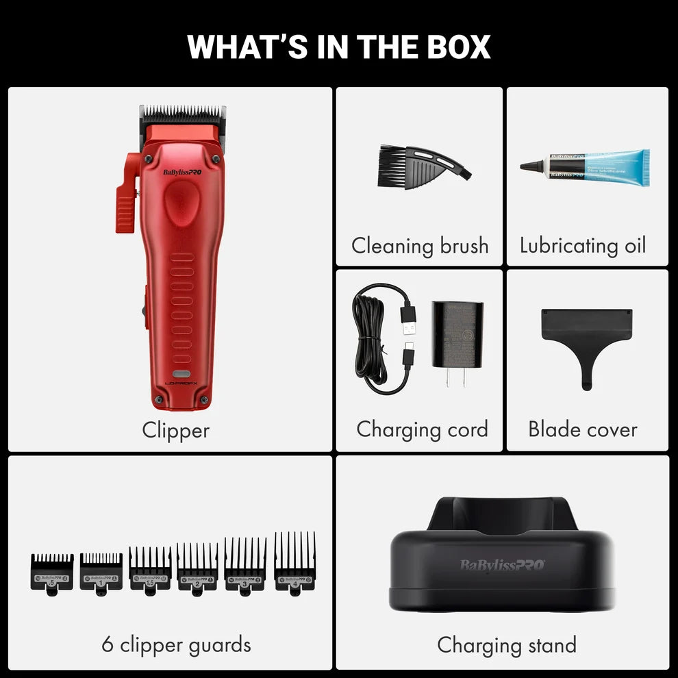 BaBylissPRO LO-PROFX Compact Clipper Red #FX82RD – 6,800 RPM