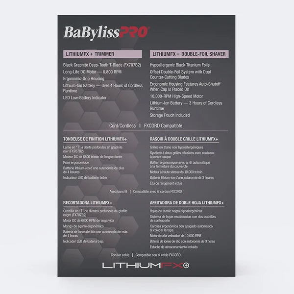 BaBylissPRO LithiumFX+ Pink Trimmer & Double-Foil Shaver Set #FX73FSTPKMP
