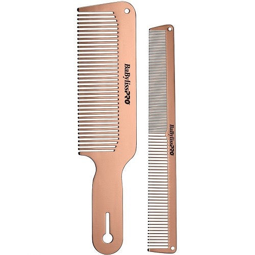 BaBylissPRO RoseGoldFX metal barber comb set stainless steel