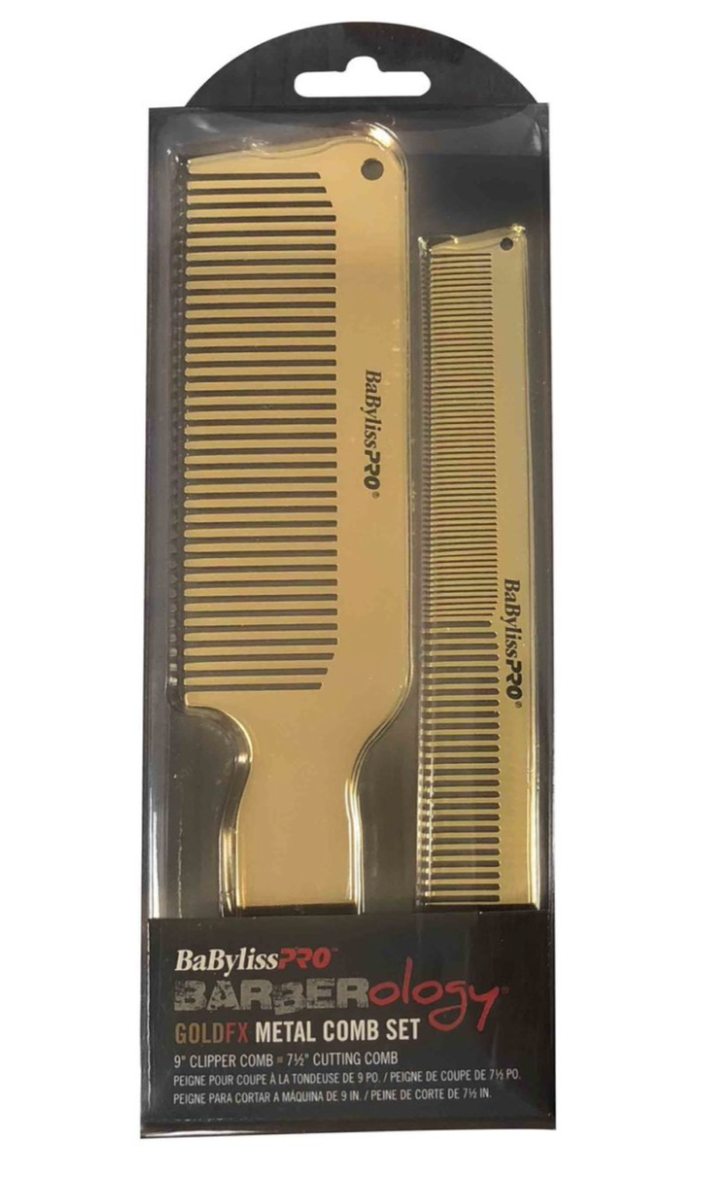 BabylissPro BARBERology GoldFX Metal Comb Set #BCOMBSET2G