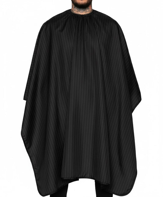 Barber Strong Classic Barber Cape – Black with Pinstripes Pro Cape