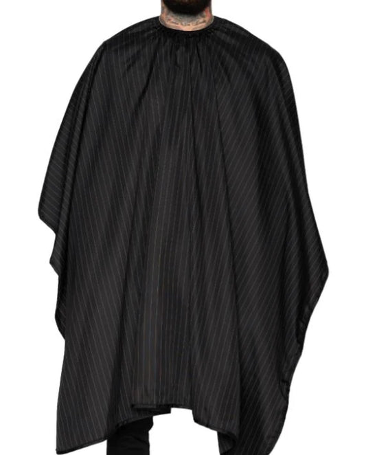 Barber Strong Classic Collection hair-repellent cape - Black with white pinstripes