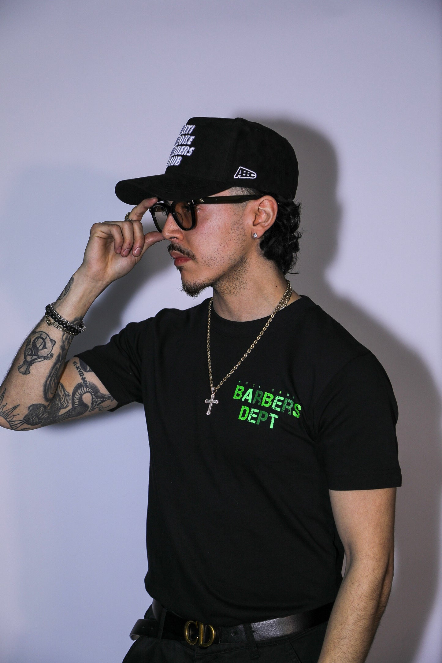 Barbers Dept Black Green Graphic T-Shirt Premium Barber Streetwear