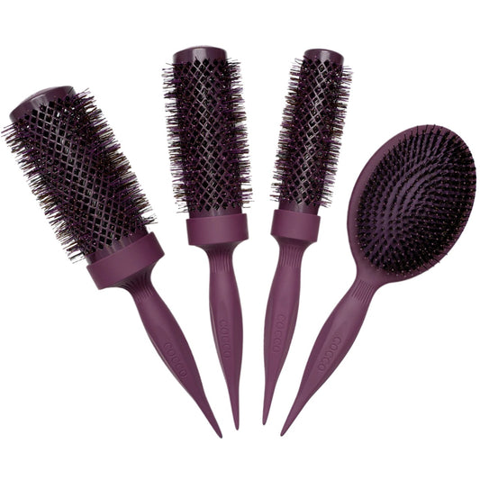 COCCO Aura Brush Set purple round brush and paddle brush