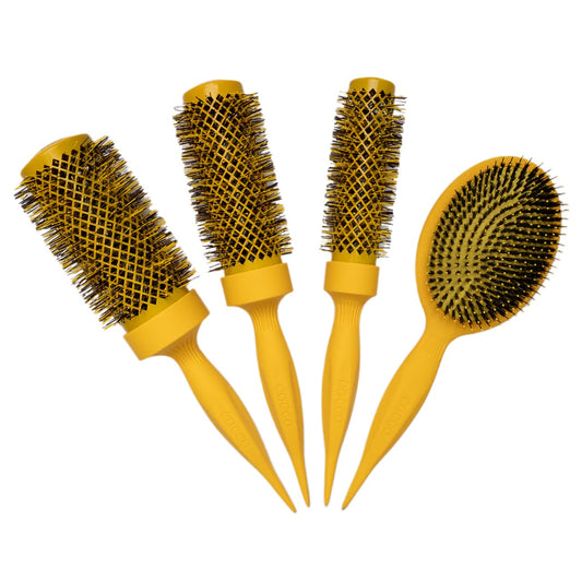 COCCO Aura Brush Set yellow round brush and paddle brush