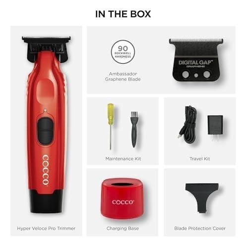 COCCO Hyper Veloce Pro Trimmer Red Limited Edition with Digital Gap DLC Blade