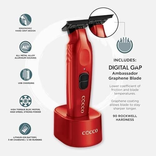 COCCO Hyper Veloce Pro Trimmer Red Limited Edition with Digital Gap DLC Blade
