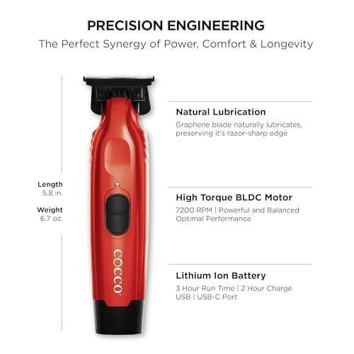 COCCO Hyper Veloce Pro Trimmer Red Limited Edition with Digital Gap DLC Blade
