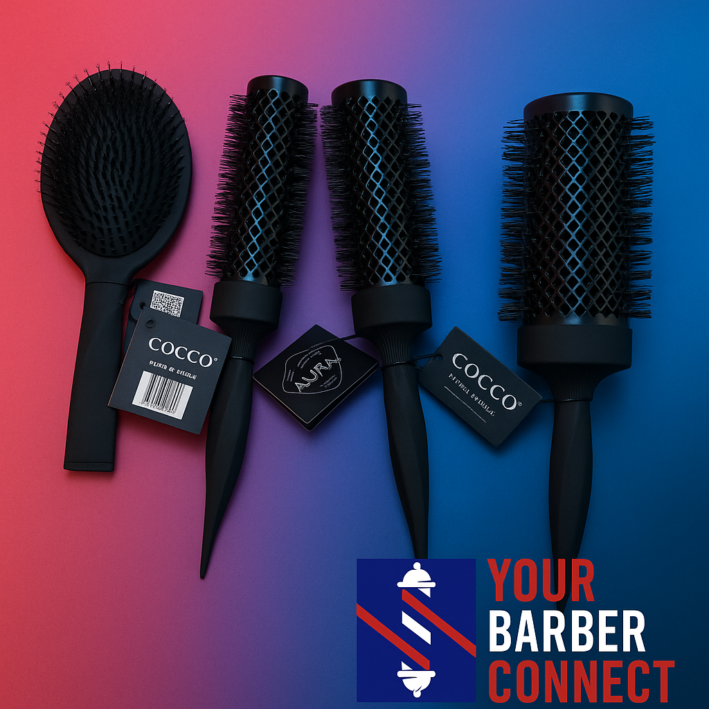 Cocco Aura Brush Set Black Graphene Ceramic Round and Paddle Brushes