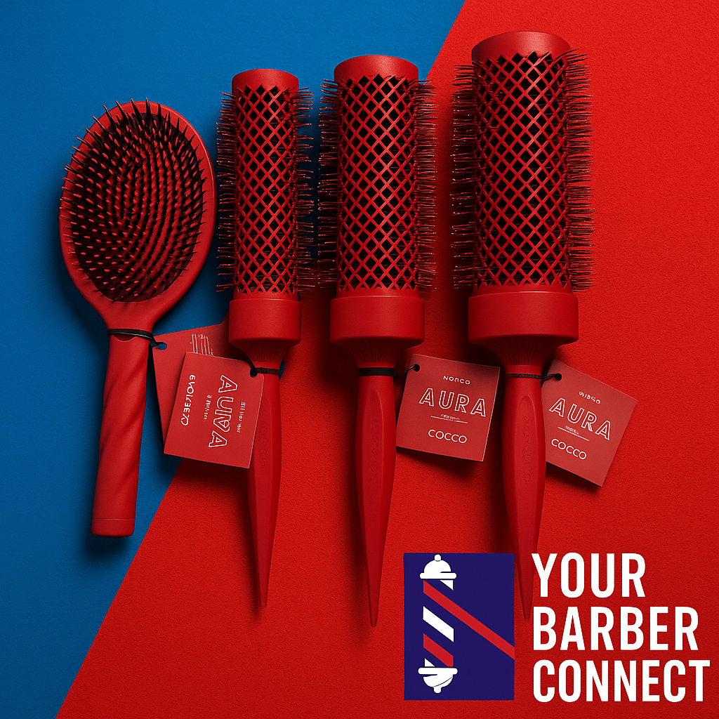 Cocco Aura Brush Set Red Graphene Ceramic Round and Paddle Brushes