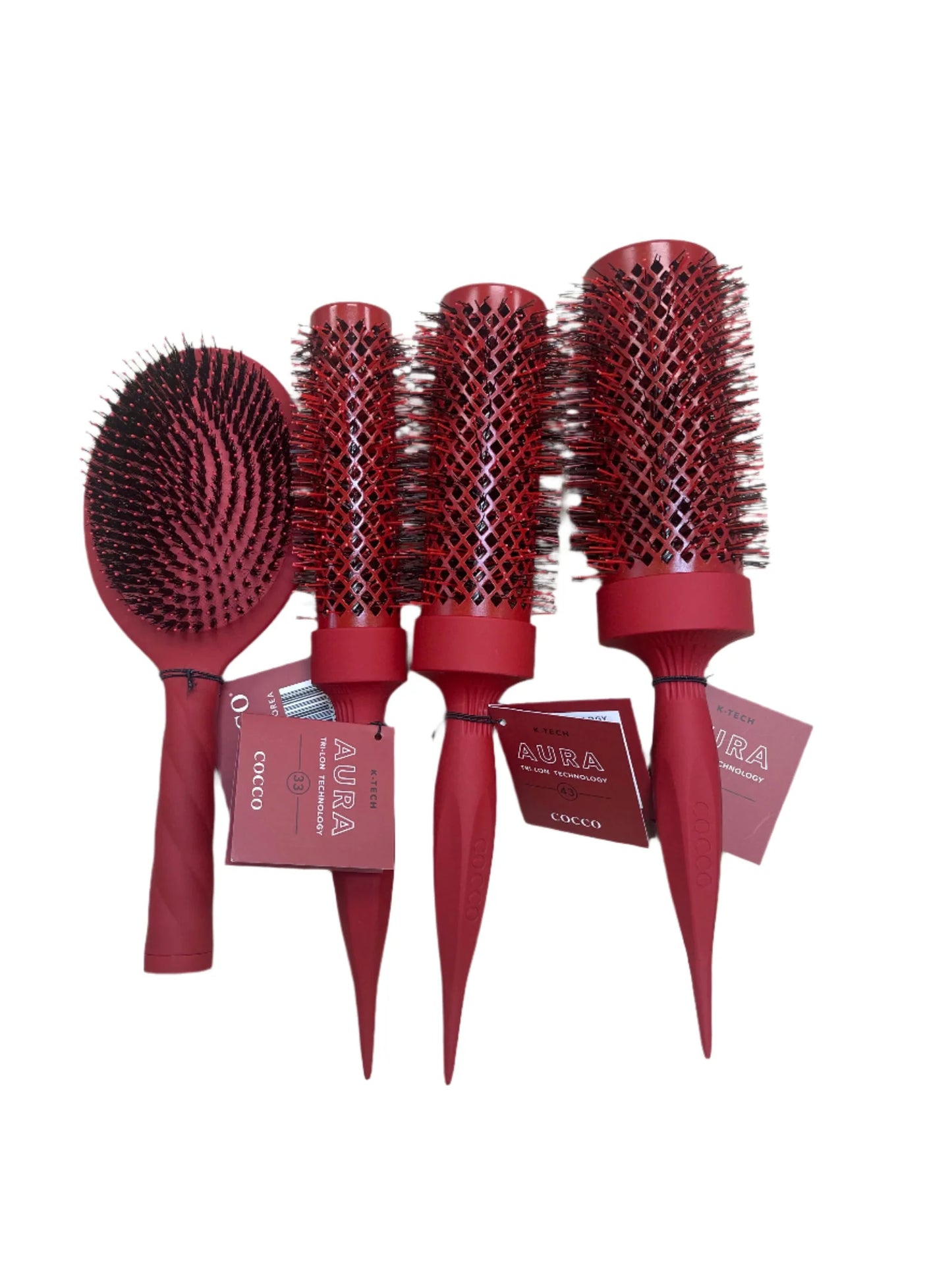 Cocco Aura Brush Set Red Graphene Ceramic Round and Paddle Brushes