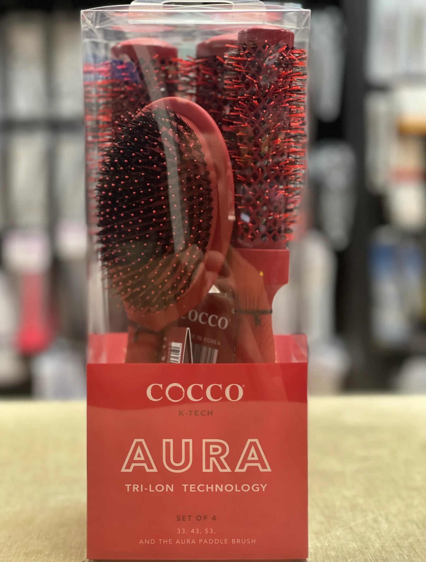 Cocco Aura Brush Set Red Graphene Ceramic Round and Paddle Brushes