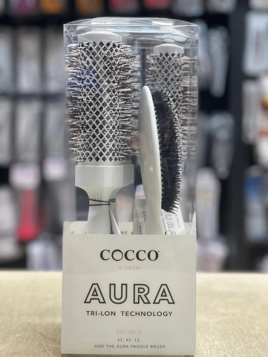Cocco Aura Brush Set White Graphene Ceramic Round and Paddle Brushes