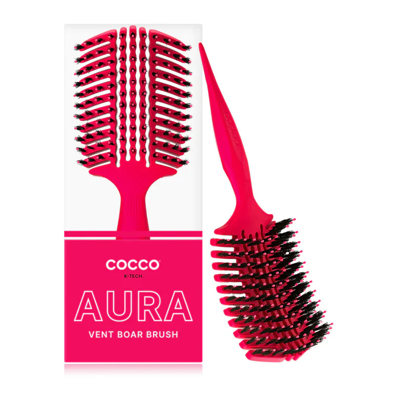 Cocco Aura Vent Boar Brush Pink Boar Bristles