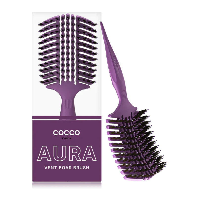 Cocco Aura Vent Boar Brush Purple Boar Bristles