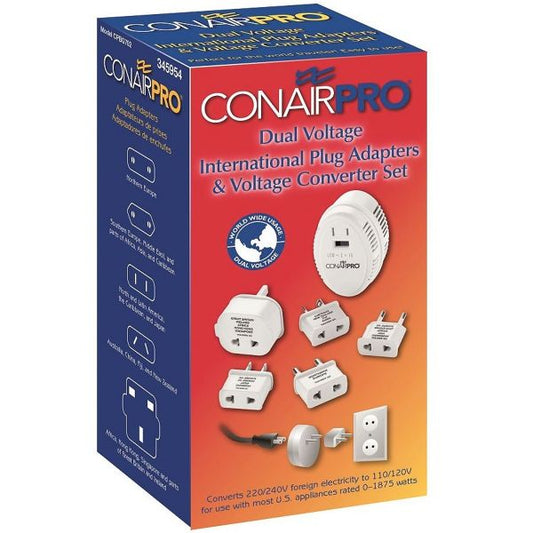 ConairPRO Dual Voltage International Plug Adapter Converter Set