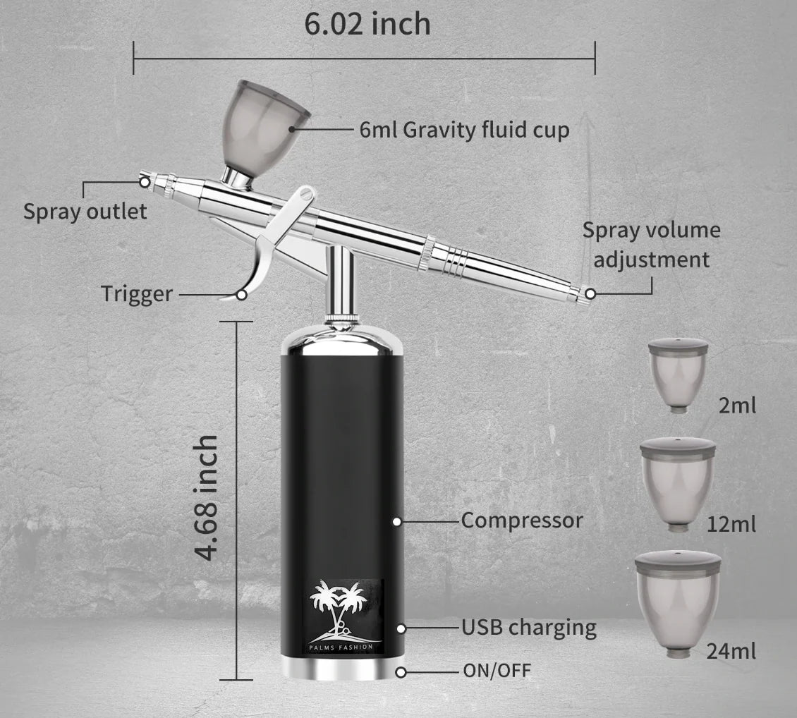 Cordless Airbrush Compressor Kit Trigger Design 33 PSI Barber Tool