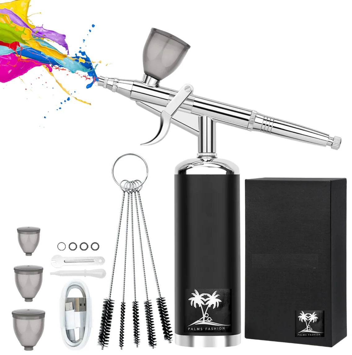 Cordless Airbrush Compressor Kit Trigger Design 33 PSI Barber Tool
