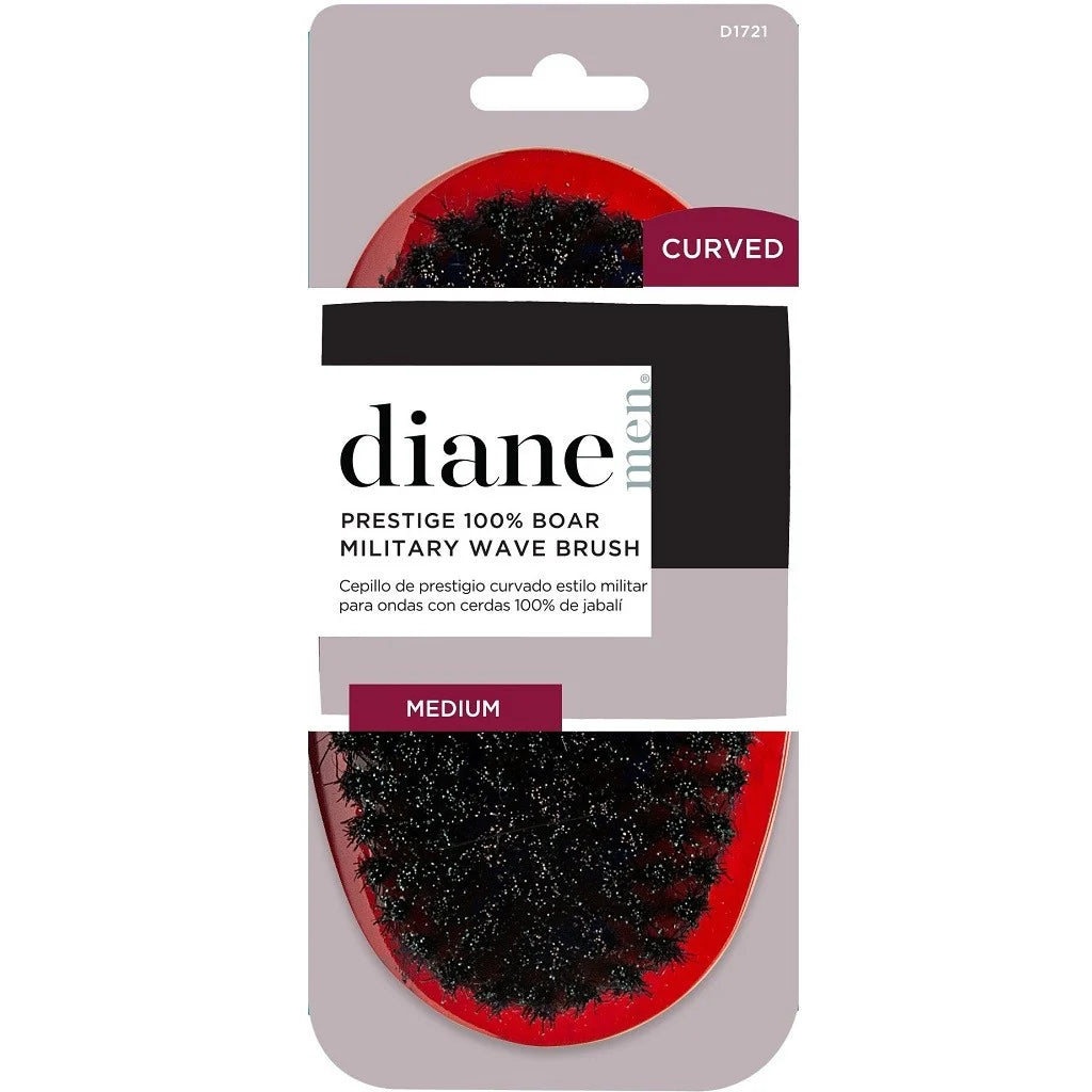DIANE CURVED PRESTIGE 100% BOAR MILITARY WAVE BRUSH - RED / MEDIUM # D1721