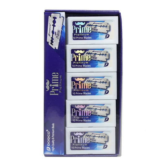DORCO STP-301 BLUE PRIME PLATINUM DOUBLE EDGE RAZOR BLADES - 100 BLADES