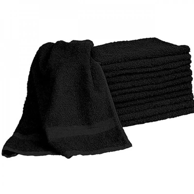 Diane 100% cotton black barber towels 12 pack