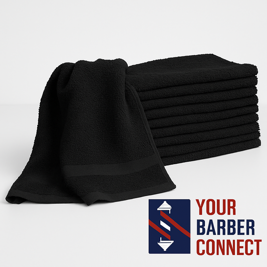 Diane 100% cotton black barber towels 12 pack