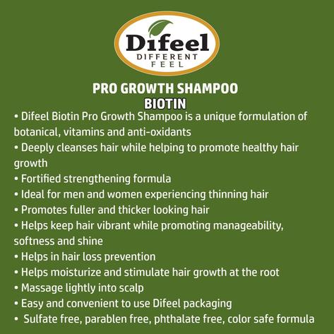 Difeel Pro-Growth Biotin Shampoo 12 oz bottle