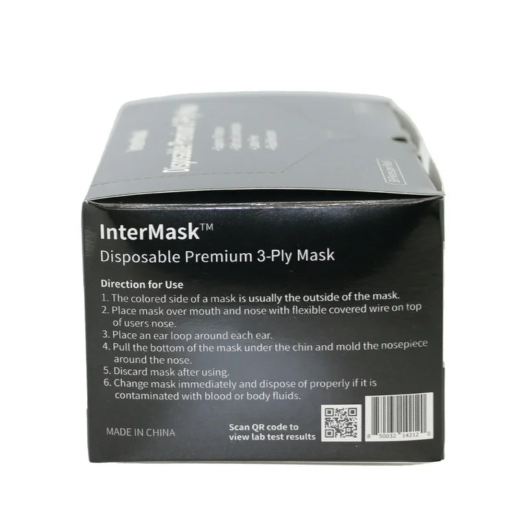 Disposable black face mask 3 ply non woven with ear loops