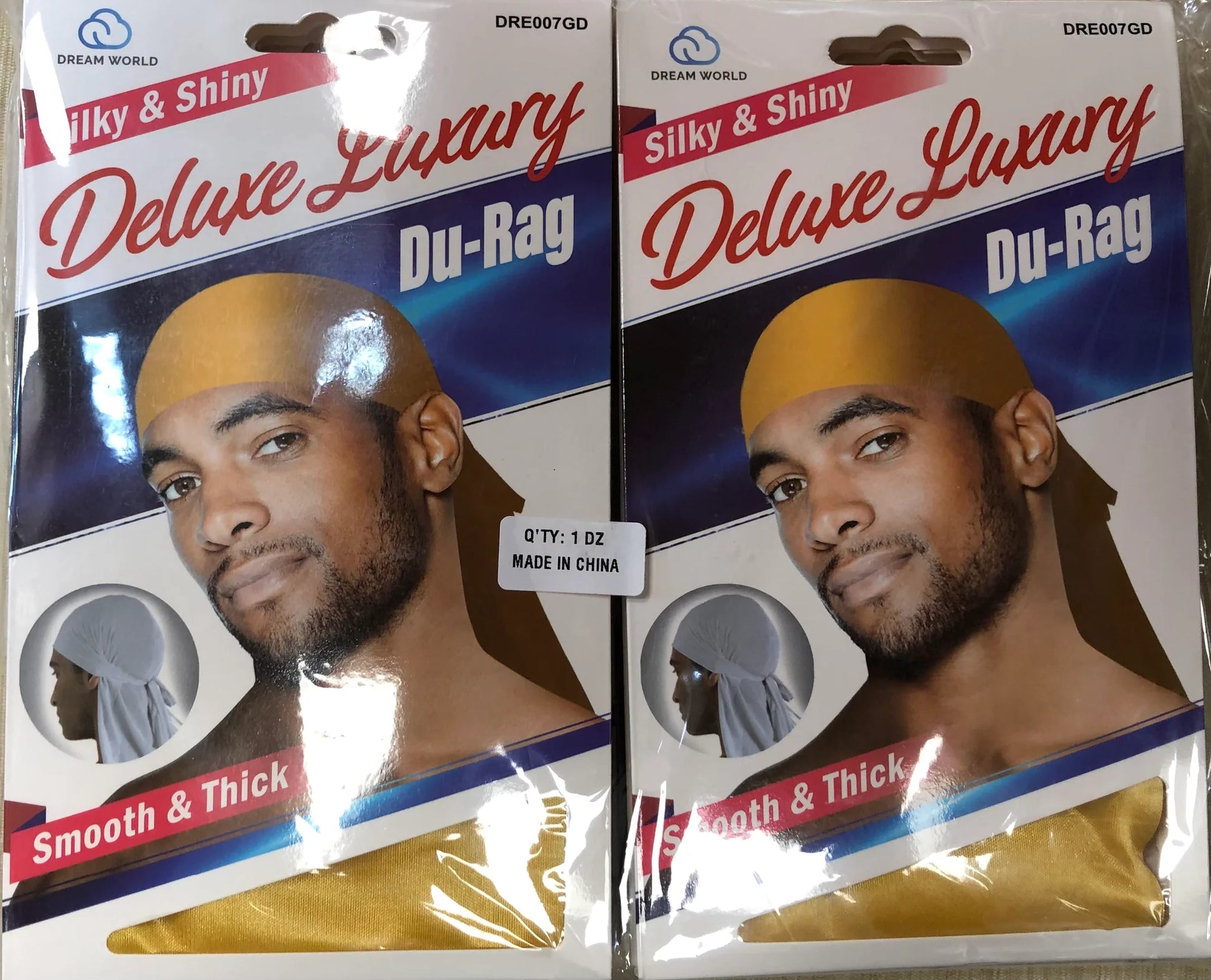 Dream silky shiny deluxe durag gold smooth thick dozen pack