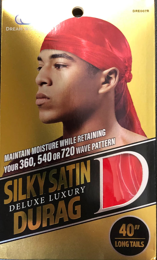 Dream Silky and Shiny Deluxe Du-Rag Red #007R - Dozen Pack