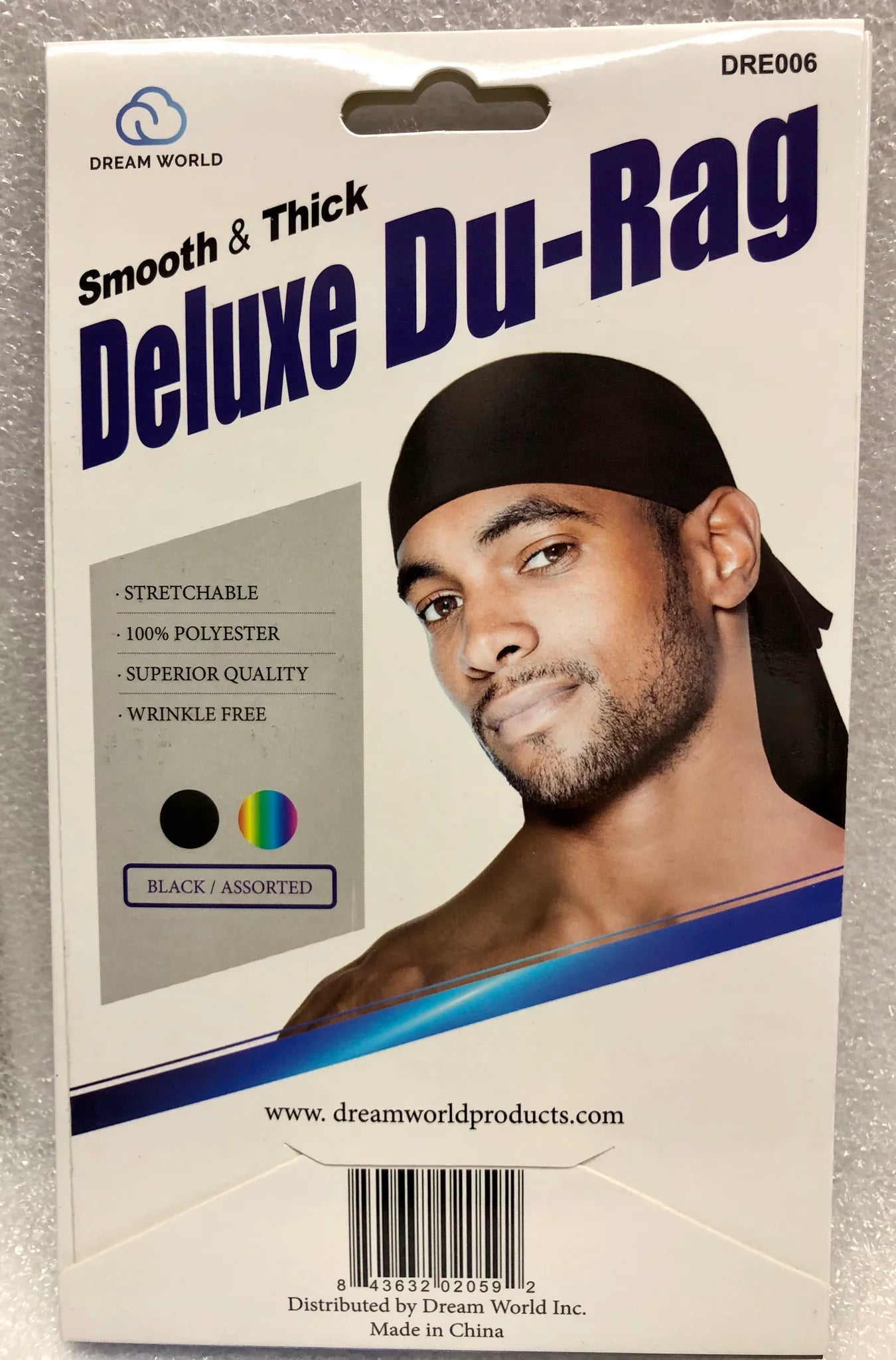 Dream Smooth and Thick Deluxe Du Rag Black #006 - Dozen Pack