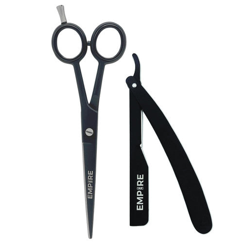 Empire EMP2100 Black Plasma Barber Shear and Razor Holder Duo