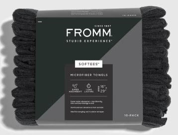 FROMM STUDIO EXPERIENCE SOFTEES MICROFIBER TOWELS - BLACK 10 PACK # 45006