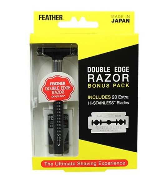 Feather Double Edge Razor Bonus Pack with 20 Hi-Stainless Blades