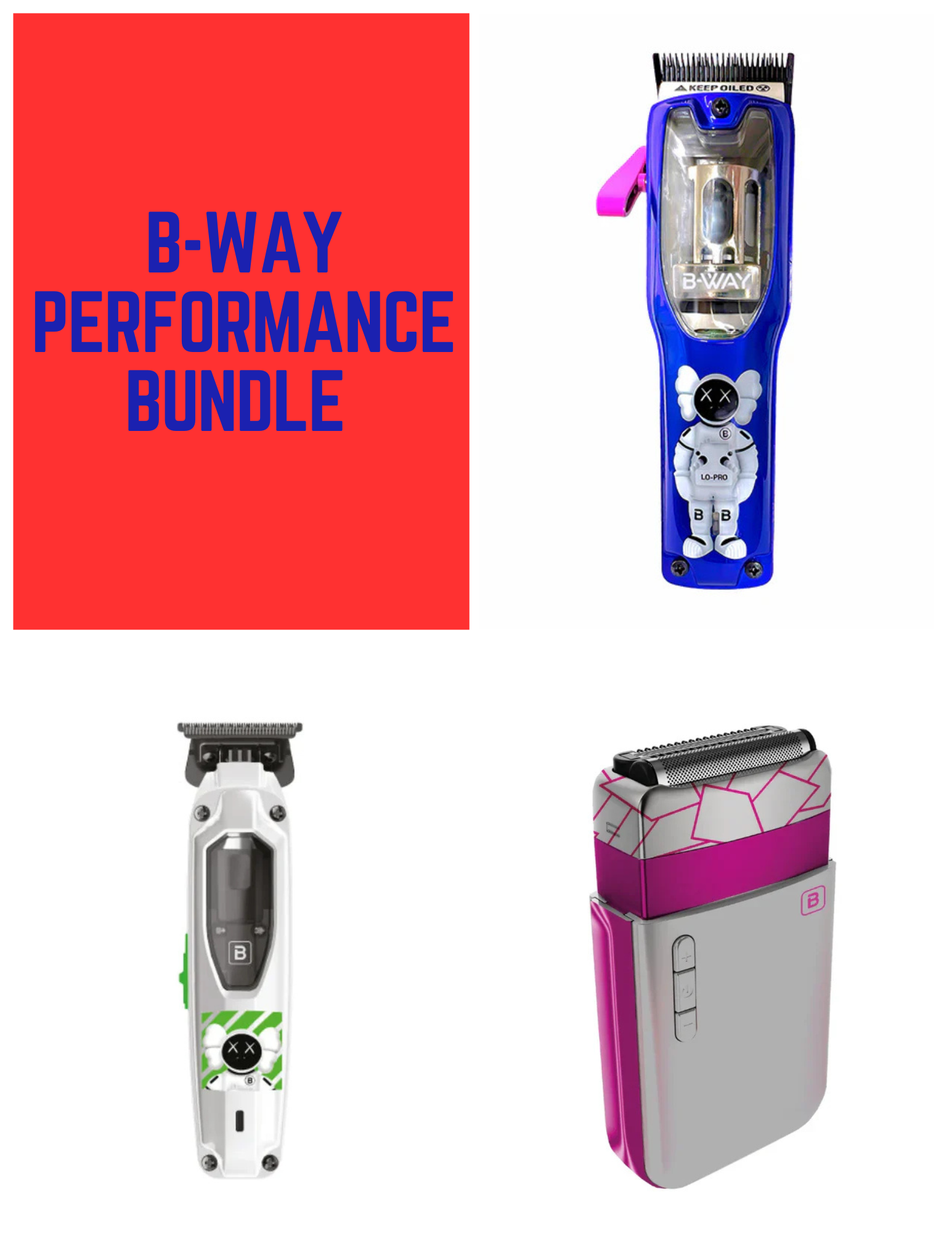 B-WAY Performance Bundle – Clipper, Trimmer & Shaver Set