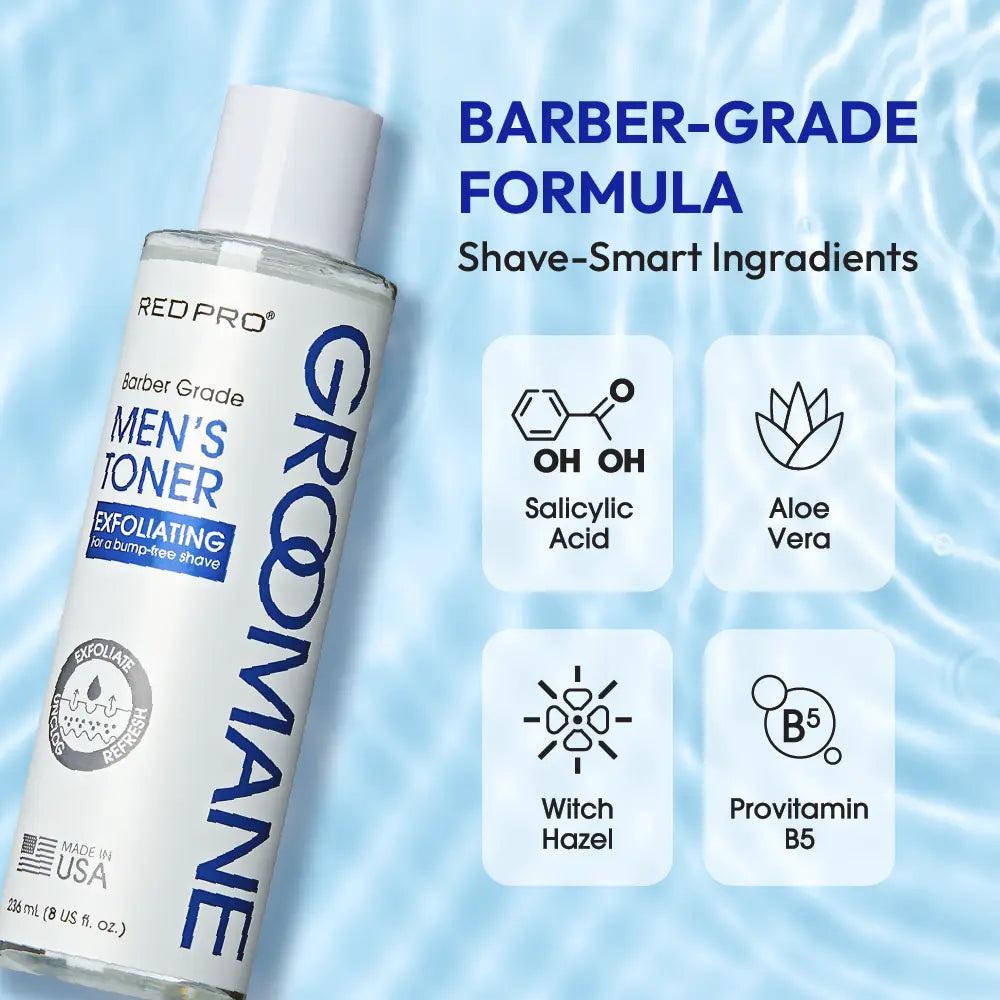 GROOMANE Men's Exfoliating Toner 8oz Razor Bump Prevention