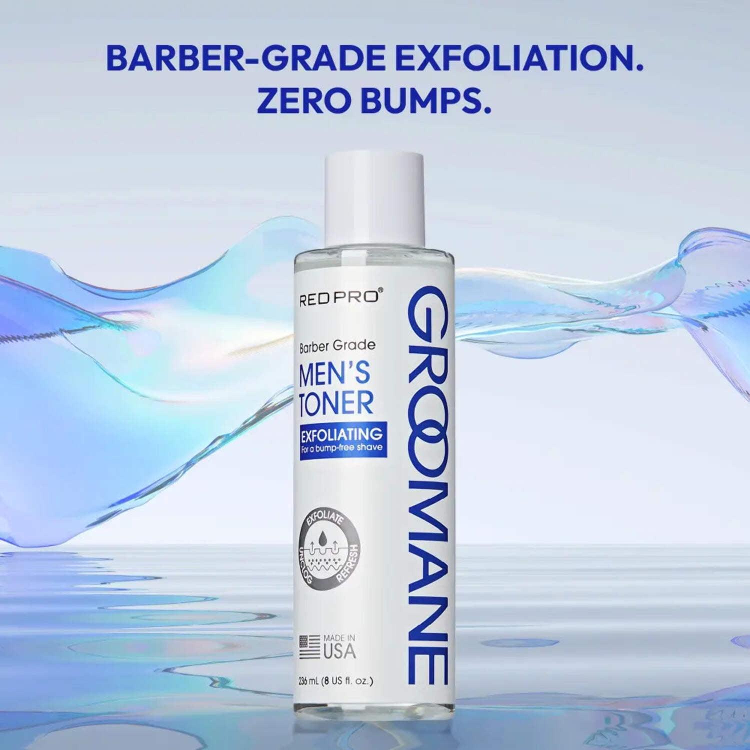 GROOMANE Men's Exfoliating Toner 8oz Razor Bump Prevention